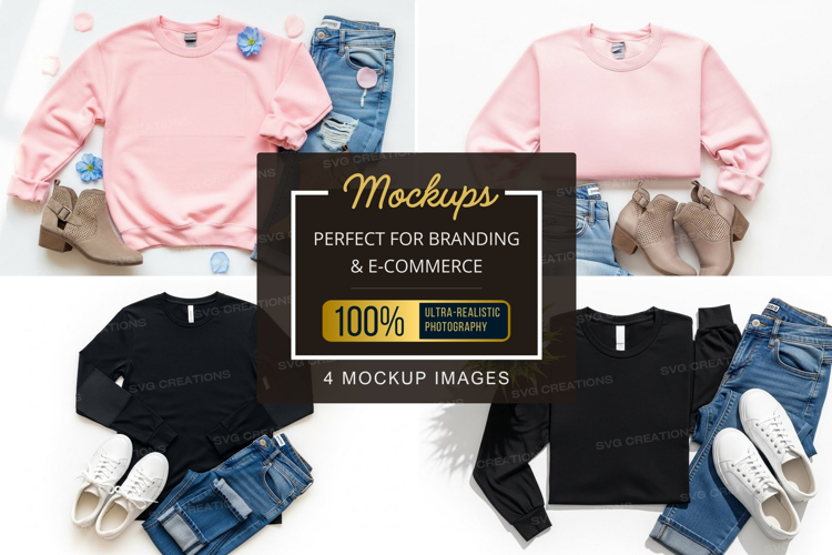 Mockup: casual outfits with sweatshirts and jeans