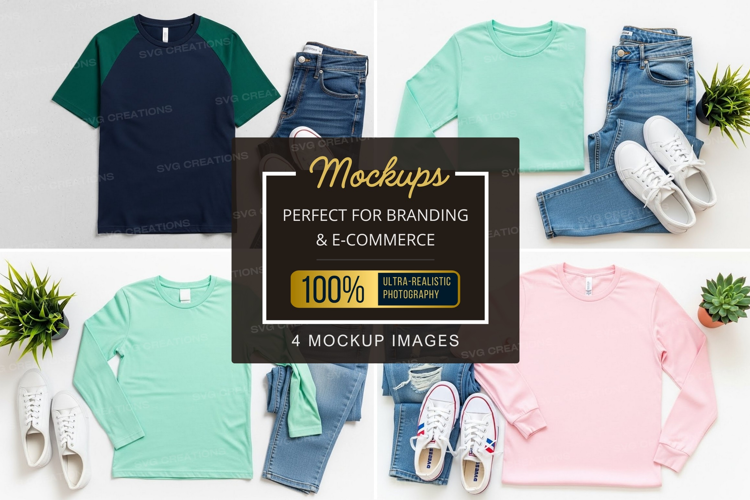 Mockup: casual outfits with t-shirts and jeans