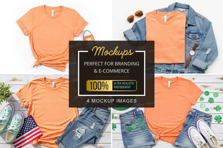 Mockup: casual outfit with orange t-shirts