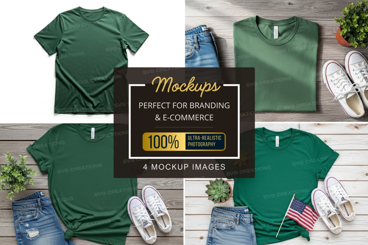 Mockup: green t-shirt with casual outfit