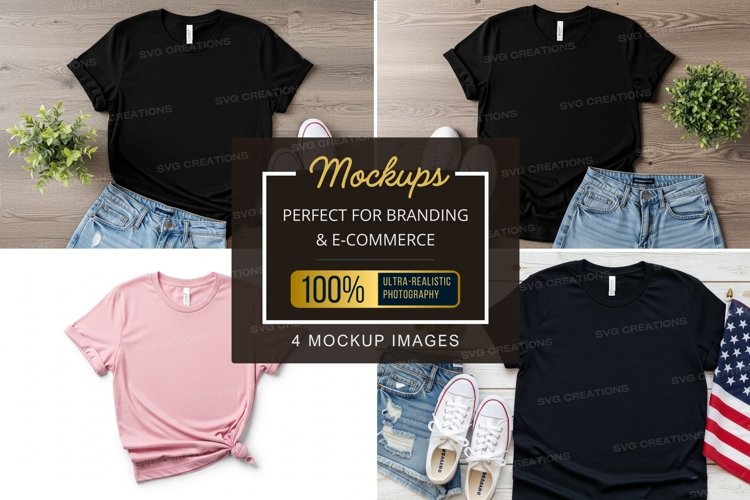 Mockup collection of t-shirts with casual outfits