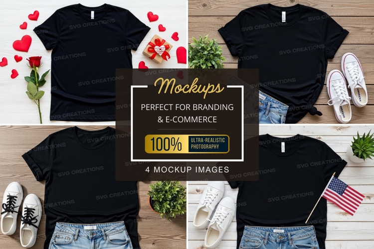 Black Tshirt Mockup Image 24