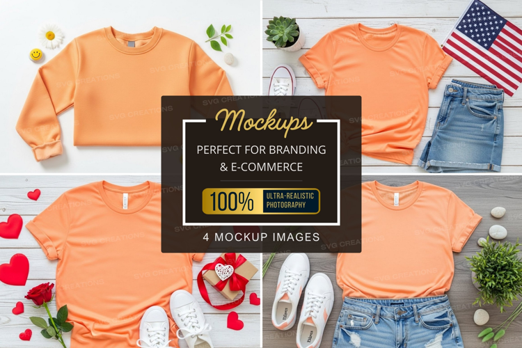 Mockup: orange t-shirt outfits