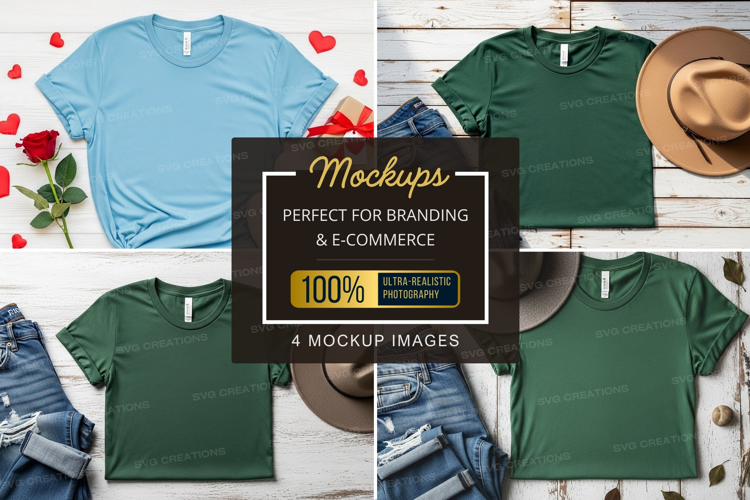 Mockup: casual summer outfits with t-shirts, jeans, and hats