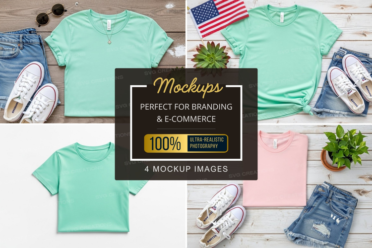 Mockup: casual summer outfits with t-shirts and accessories