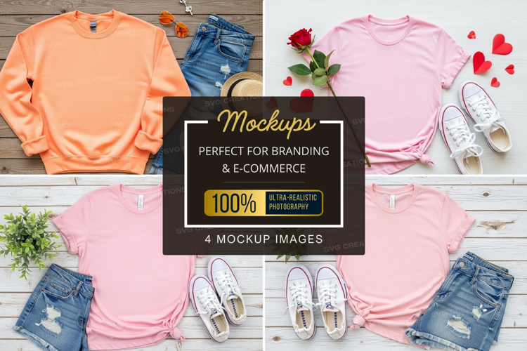 Mockup: casual summer outfits with t-shirts and accessories