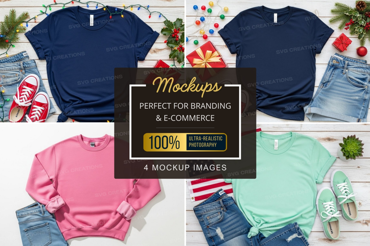Mockup: festive t-shirt collection