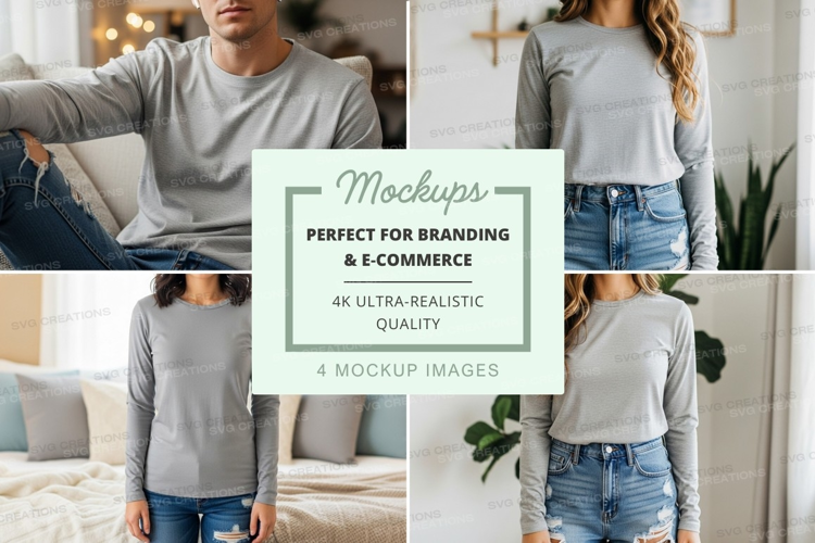 Long sleeve t-shirt mockup in gray