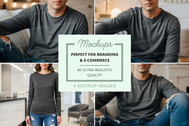 Long sleeve t-shirt mockup in dark gray
