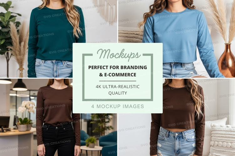 Long-sleeve t-shirt mockup with models