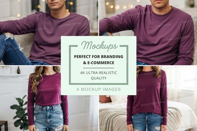 Purple long sleeve t-shirt mockup