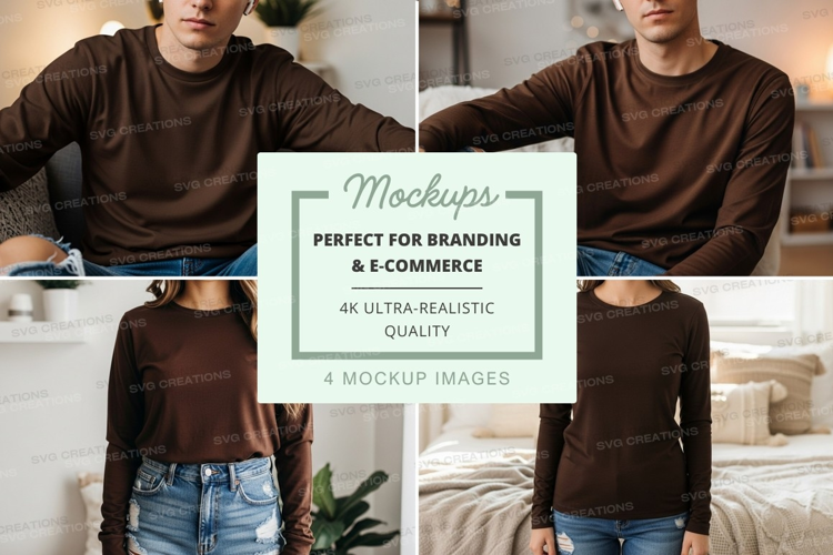Brown long sleeve t-shirt mockup