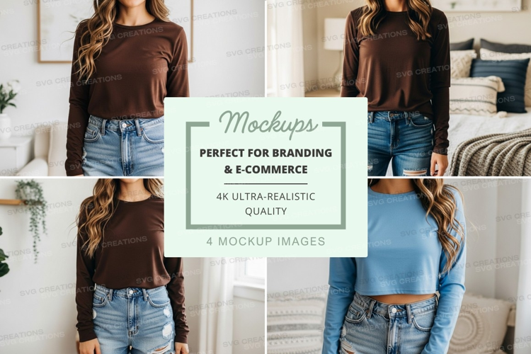 Long sleeve cropped t-shirt mockup