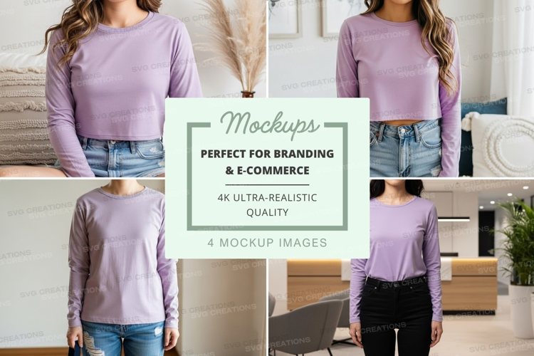 Lilac long sleeve t-shirt mockup