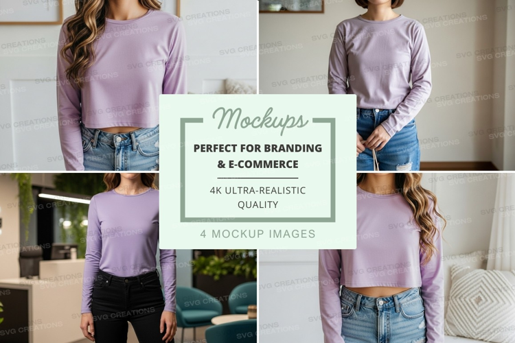 Long sleeve t-shirt mockup in lavender