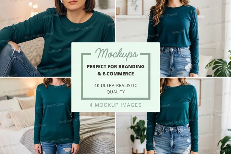 Dark green long sleeve t-shirt mockup