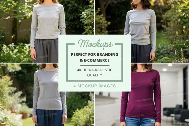 Long sleeve t-shirt mockup with two models
