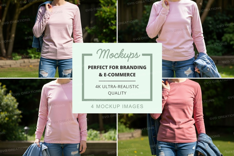 Long sleeve t-shirt mockup in pink