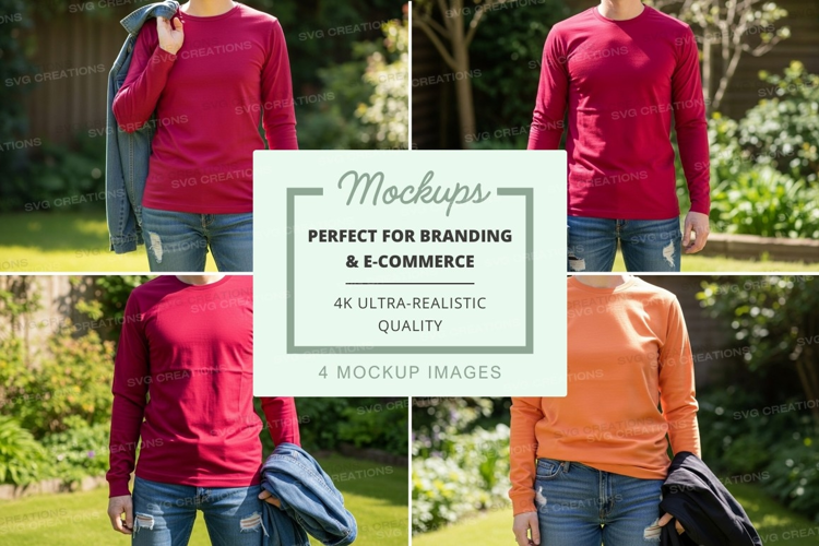 Long sleeve t-shirt mockup in outdoor setting