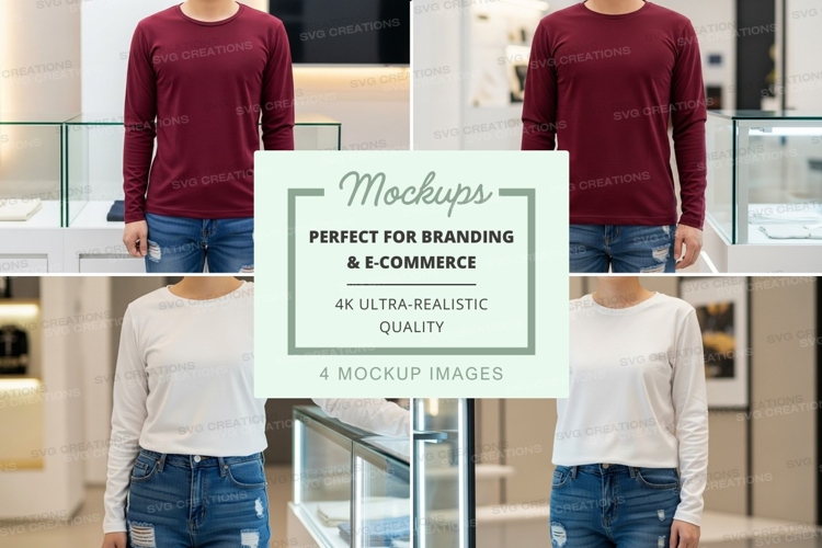 Long sleeve t-shirt mockup with models
