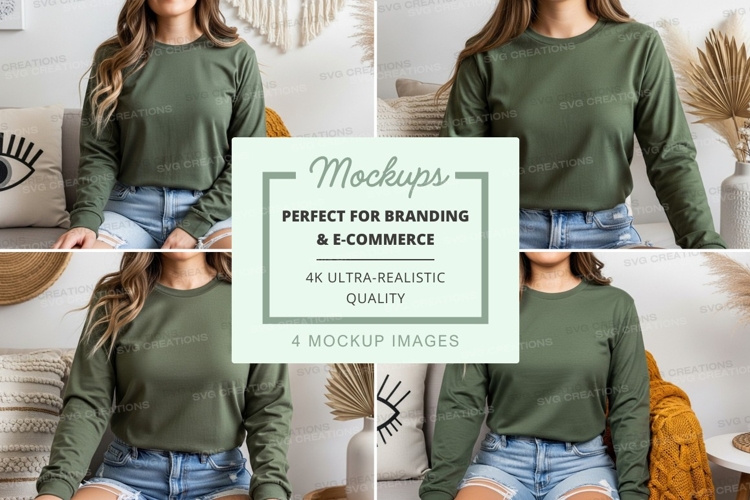 Long sleeve t-shirt mockup in green