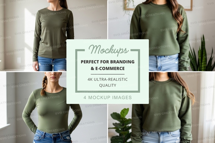 Long sleeve t-shirt mockup in olive green