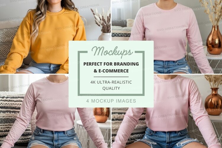 Mockup collage of long sleeve t-shirts example image 1