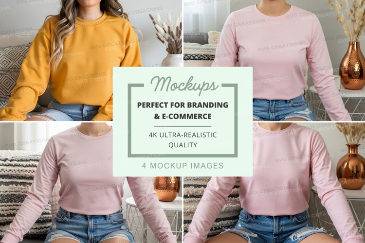 Mockup collage of long sleeve t-shirts