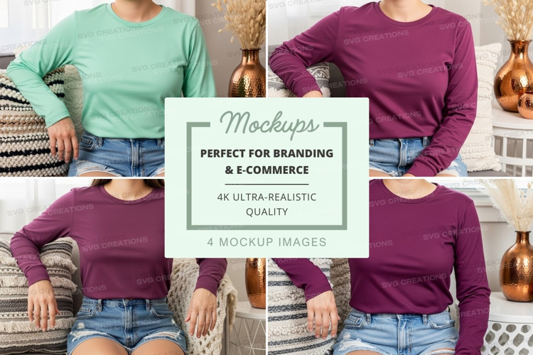 Long sleeve t-shirt mockup with model