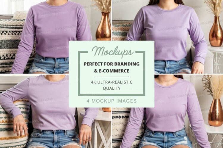 Lavender long sleeve t-shirt mockup example image 1