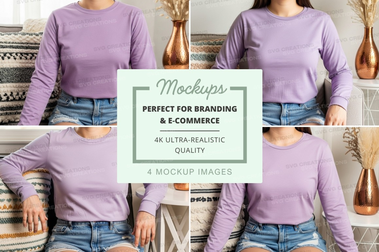 Lavender long sleeve t-shirt mockup