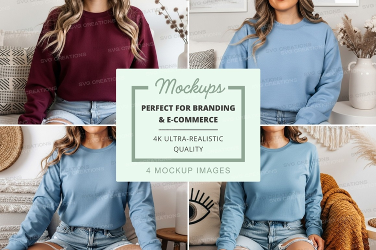 Long sleeve crew neck t-shirt mockup