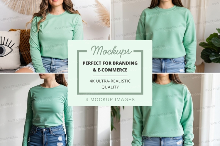 Long sleeve t-shirt mockup in mint green