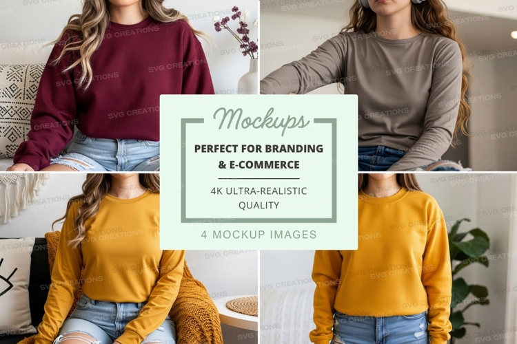 Womens crew neck sweatshirts mockup