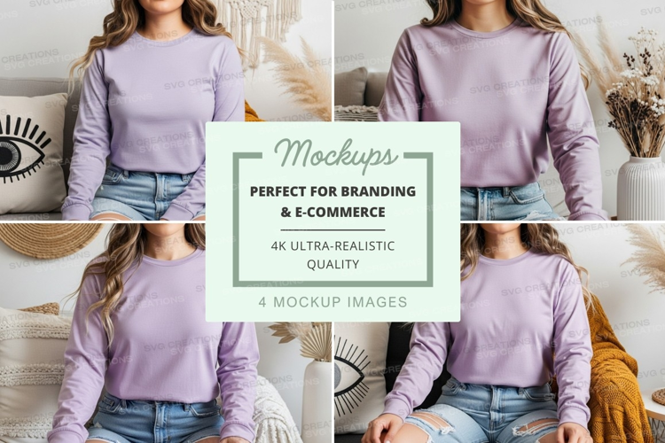 Lavender long sleeve t-shirt mockup