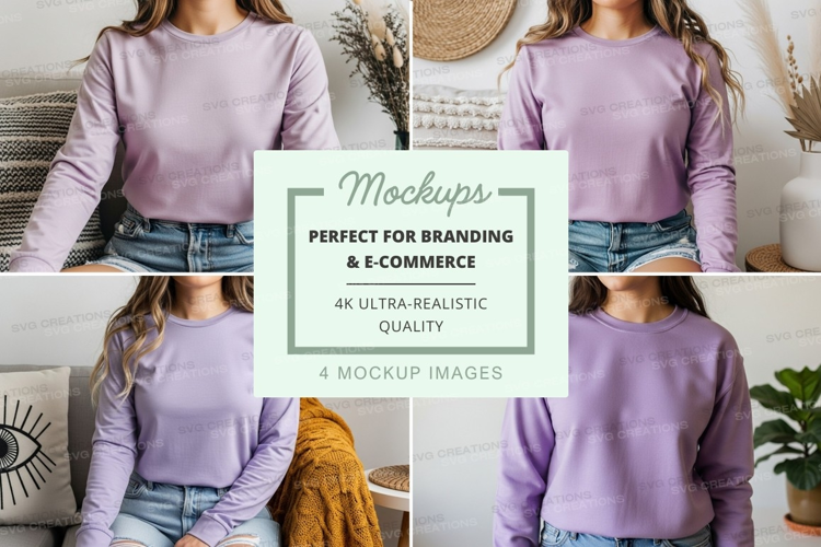 Lavender long sleeve t-shirt mockup