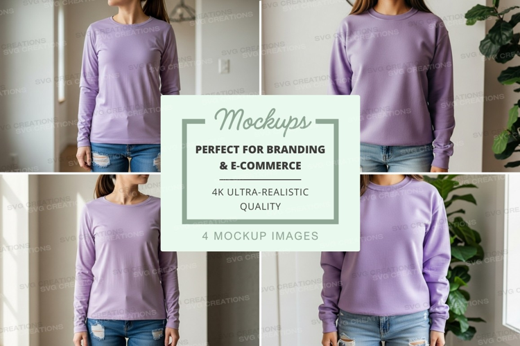 Long sleeve t-shirt mockup in lavender