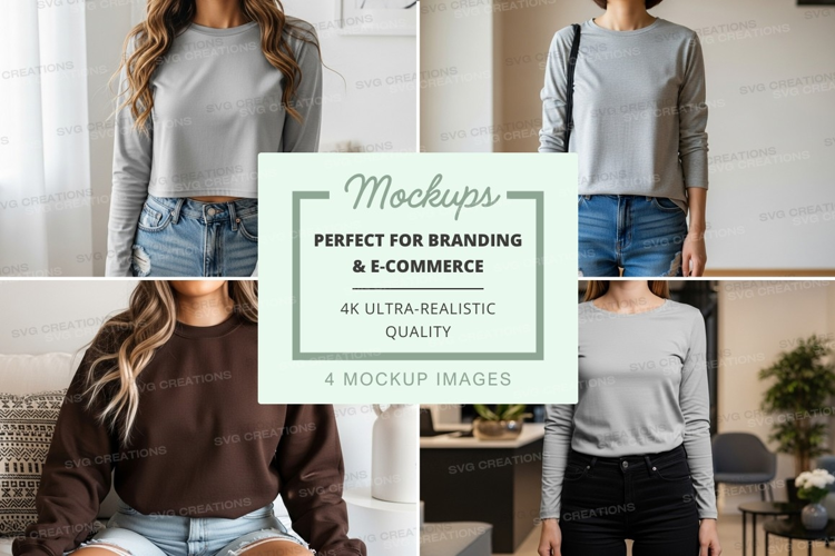 Long sleeve t-shirt mockup with models