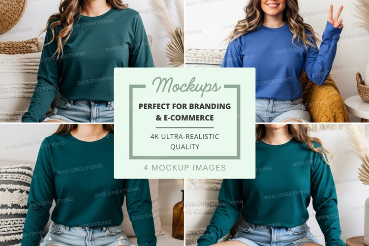 Long sleeve t-shirt mockup featuring two colors