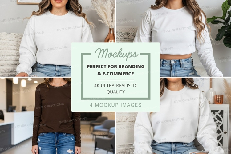 Long sleeve t-shirt mockup in white and brown