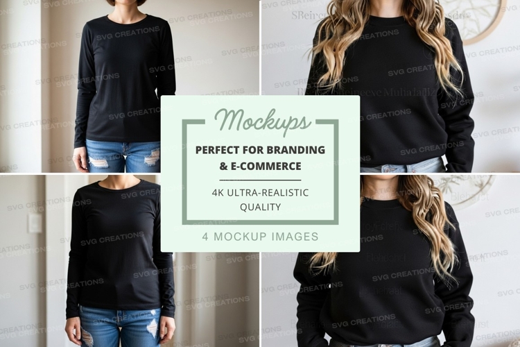 Black long sleeve t-shirt mockup