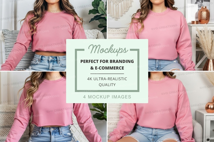 Pink crop sweatshirt mockup