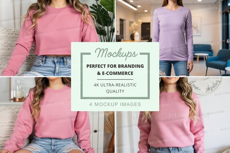 Long sleeve t-shirt mockup with model example image 1