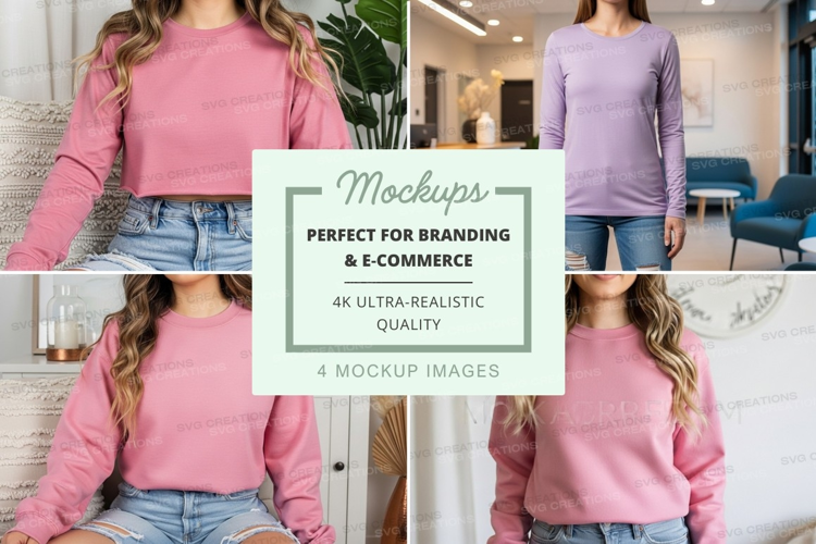 Long sleeve t-shirt mockup with model