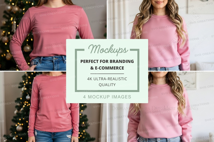 Long sleeve t-shirt mockup with model