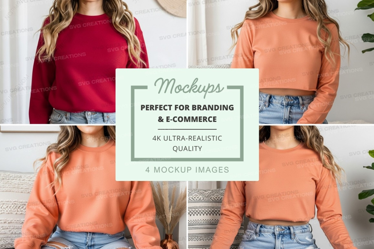 Long sleeve cropped t-shirt mockup