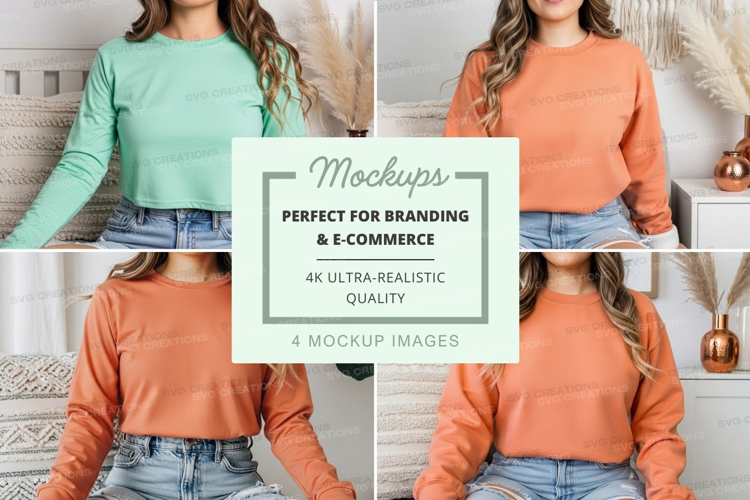 Long sleeve t-shirt mockup with two models