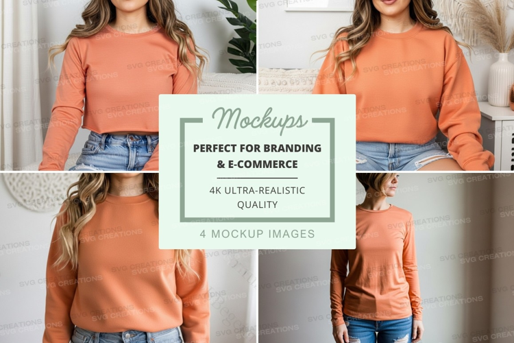 Long sleeve t-shirt mockup in terracotta color