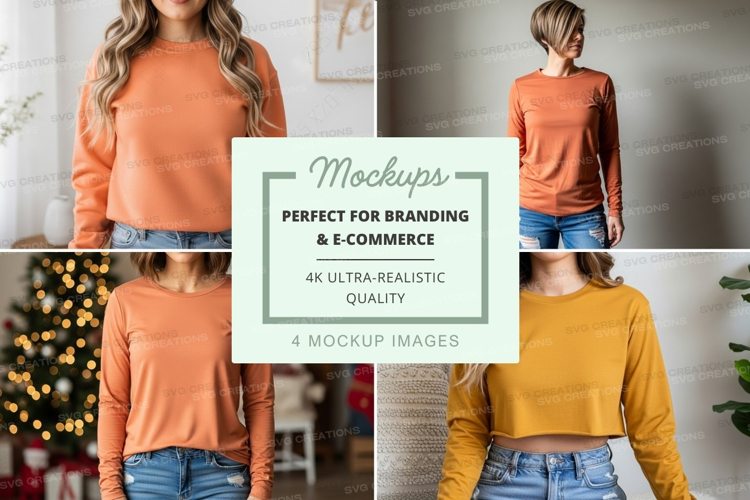 Long sleeve cropped t-shirt mockup
