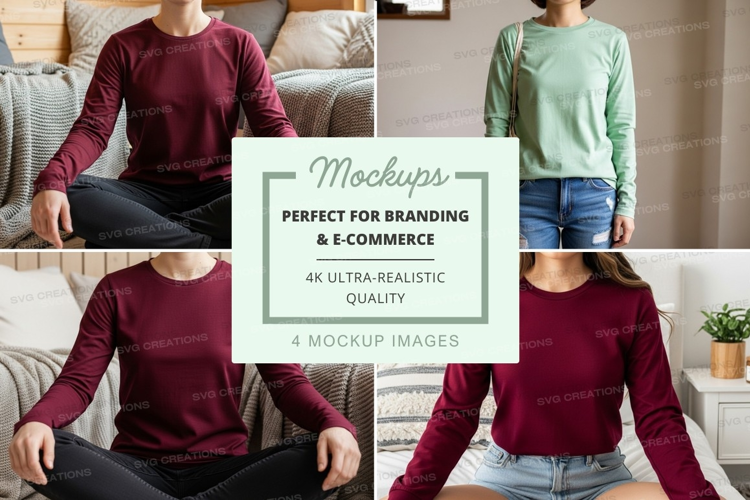 Mockup collage of long sleeve t-shirts